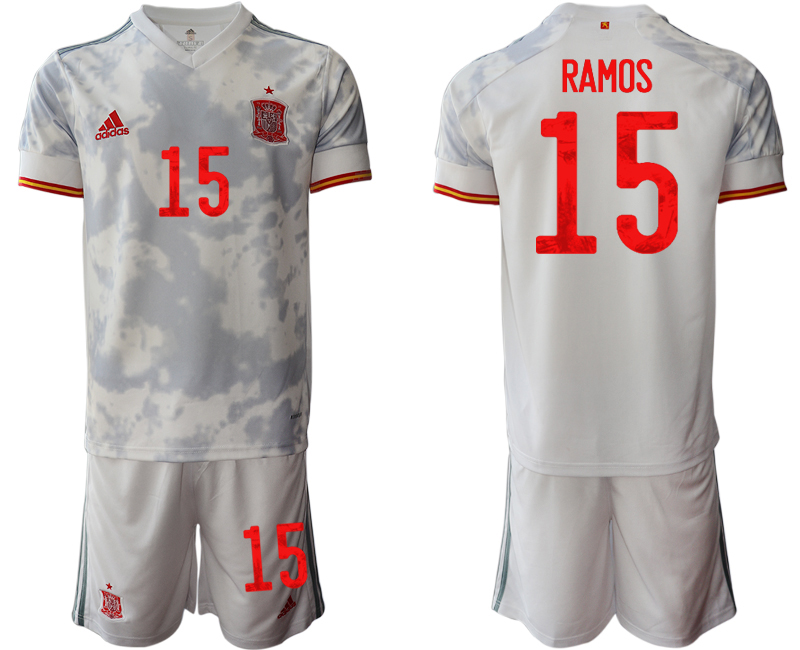 Men 2021 European Cup Spain away white #15 Soccer Jersey